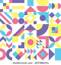 Abstract geometric mosaic background with simple shapes. Creative trendy concept. Texture, seamless pattern, ornament  for wallpaper, paper, package, adentity, fabric, textile, tile, patchwork