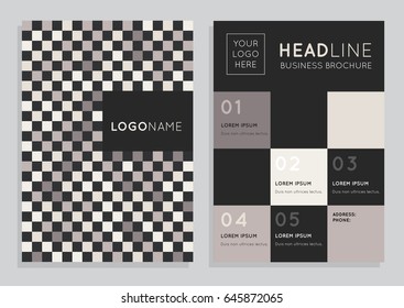 Abstract geometric mosaic background template. Design layout set in pastel brown coffee cream colors, mockup brochure theme style for flyer, banner, cover, booklet, blank, card, sheet, A4, ad, leaflet