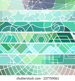 abstract geometric mosaic banner set