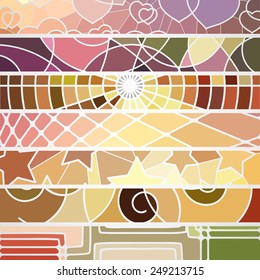 abstract geometric mosaic banner set