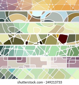 abstract geometric mosaic banner set