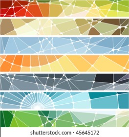 abstract geometric mosaic banners set