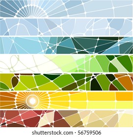 abstract geometric mosaic banners set