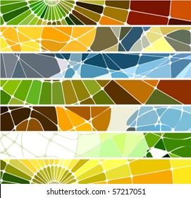 abstract geometric mosaic banners set