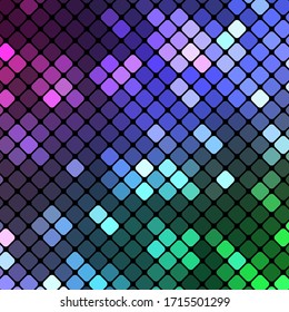 Abstract geometric mosaic of colored squares.