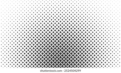 Abstract Geometric Mosaic Gradient Tiles Pattern. Mathematical Plus Symbols Pattern. Halftone Gradient Minimal Background. Vector Illustration.