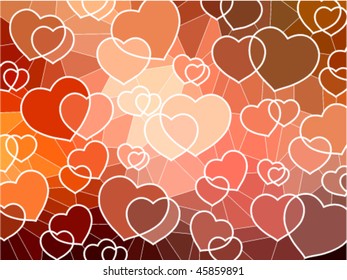 abstract geometric mosaic hearts background