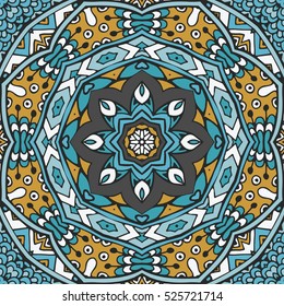 Abstract geometric mosaic mandala vintage ethnic seamless pattern ornamental