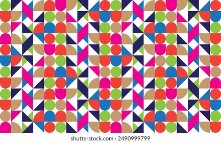 Abstract Geometric Mosaic Pattern Background Design Combination of shapes and colors