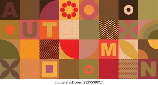 Resumen del patrón de mosaico geométrico decorativo ornamento otoño concepto ilustración vectorial de fondo.
