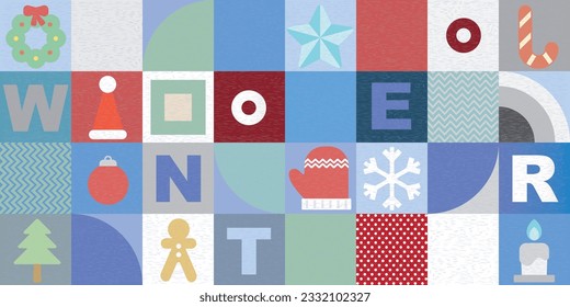 Resumen de diseño de mosaico geométrico decorativo adorno de invierno concepto de fondo ilustración vectorial.