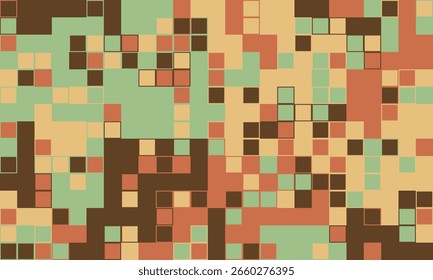 Abstract geometric mosaic pattern.  Earthy tones create a vintage, retro feel, perfect for website backgrounds, textile prints, or modern design projects.