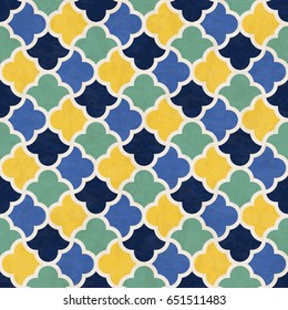 Patrón de mosaico geométrico abstracto, baldosas de mármol de estilo morisco, ilustración vectorial sin texturas