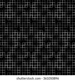 Abstract geometric mosaic pattern, simple seamless monochrome background.