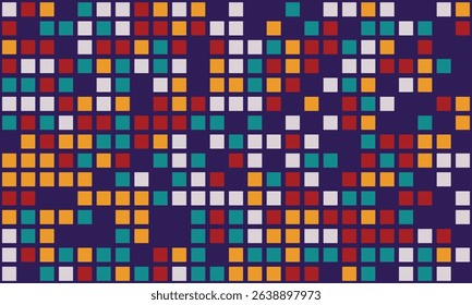 Abstract geometric mosaic pattern. Vibrant, colorful squares create a dynamic texture perfect for website backgrounds, presentations, or textile designs.