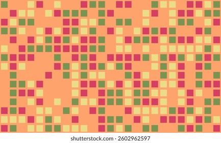 Abstract geometric mosaic pattern.  Warmtoned squares create a textured, pixelated effect. Perfect for website backgrounds, textile designs, or modern art projects.