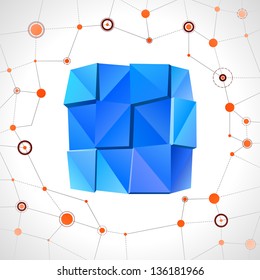 Abstract geometric mosaic rectangle with connection wires