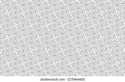 Resumen del patrón de mosaico geométrico sin soldadura. Elegante línea floral adorno con formas de estrella árabe