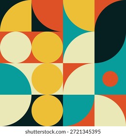 Abstract geometric mosaic seamless pattern inspired by mid century design