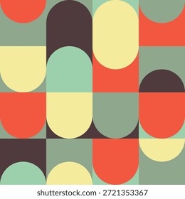 Abstract geometric mosaic seamless pattern inspired by retro design