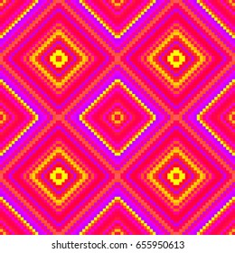 Abstract geometric mosaic seamless pattern. Pink mosaic tiles of geometric background. Stylish check design template for cover, print, banner, card, label. Vector mosaic frame background.