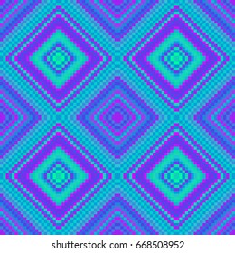 Abstract geometric mosaic seamless pattern. Blue mosaic tiles of geometric background. Stylish check design template for cover, print, banner, card, label. Vector mosaic frame background.