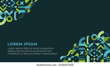 Abstract Geometric Mosaic with Shadow Flat Design Background
