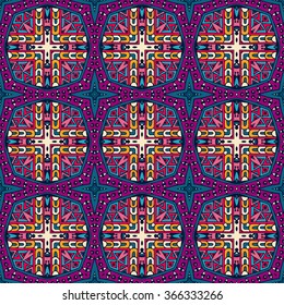 Abstract geometric mosaic tiled vintage ethnic seamless pattern ornamental 