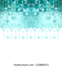 Abstract geometric mosaic triangle holiday background, banner.  Colorful blue bright light.
