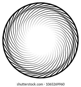 Abstract geometric motif, concentric radial element on white