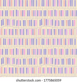 Abstract geometric motif. Seamless pattern with piano keyboard. Vector music theme illustration