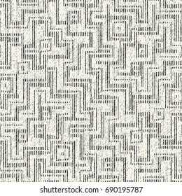Abstract geometric motif textured distressed background. Seamless pattern.
