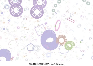 Abstract geometric motion, particle or random pattern, colorful & artistic for graphic design, catalog, textile or texture printing & background. No overlapping. Vector illustration graphic.