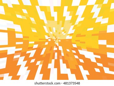 Abstract geometric motion shape orange background vector illustration. Geometric mosaic art. Bright white orange graphic illustration