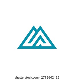 Abstract geometric mountain logo featuring the letter 'M' in a teal-blue hue