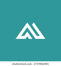 Abstract geometric mountain peak logo design on a teal background, symbolizing growth and achievement in business