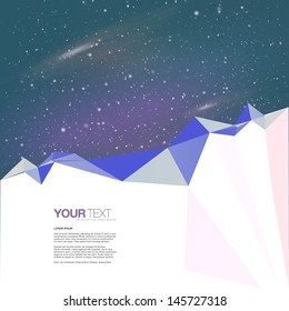 Abstract geometric mountain with your text and beautiful space background Eps 10 vector illustration 