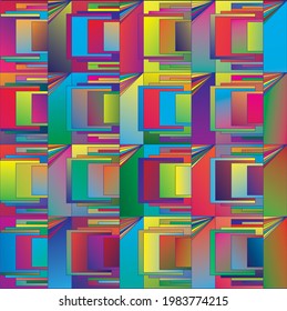 Resumen Fondo geométrico multicolor. Gradientes altos saturados. Formas geométricas diferentes
