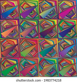 Abstract Geometric multicolor Background. High Saturated Gradients. Different Geometrical Shapes