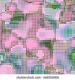 Abstract geometric multicolor checkered background. Mosaic tiles of  geometric pattern. Stylish check-art design template for cover, print, banner, card, label. Vector mosaic frame background.