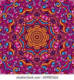 Abstract geometric multicolor ethnic seamless pattern ornamental. Fantasy mandala design
