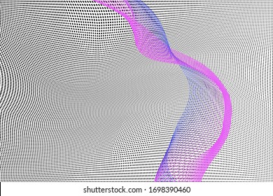 Abstract geometric multicolor halftone pattern. Soft dynamic lines. Half tone  vector illustration with dots. Modern polka dot background for web design, leaflets, print