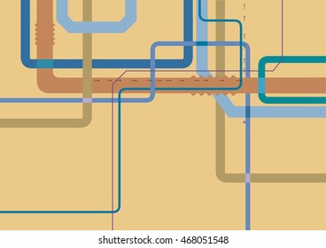 Abstract geometric multicolor pipe background. Horizontal layout