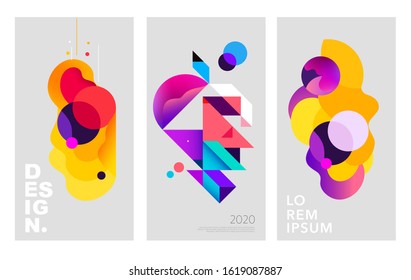 Abstract Geometric Multicolored Background. Retro Design Elements. Vector Set. Eps 10