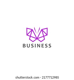 Abstract geometric multicolored butterfly logo for business
