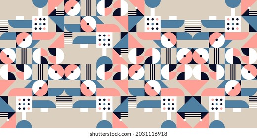 Abstract geometric mural colorful seamless pattern in Bauhaus style. pattern design