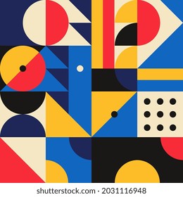 Abstract geometric mural colorful seamless pattern in Bauhaus style. pattern design