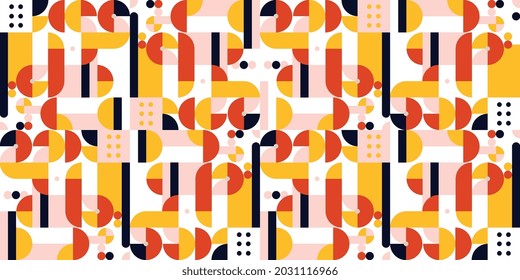 Abstract geometric mural colorful seamless pattern in Bauhaus style. pattern design