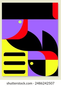 Abstract geometric mural colorful seamless vector. Geometry minimalistic artwork with simple shape and figure. Abstract vector pattern. Design for web banner, business presentation, decoration.