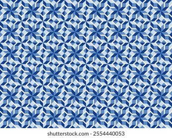 Abstract Geometric Mural Design on Blue Ice Theme